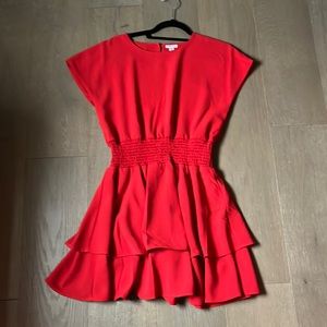 Red dress goes down to knees